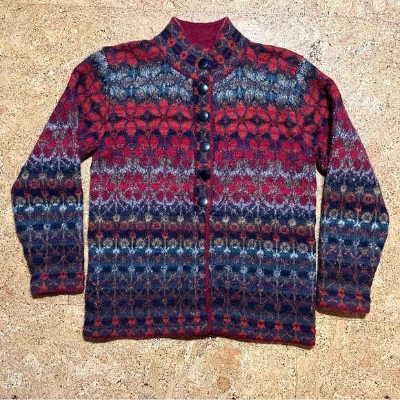 Intiwara Alpaca Multicolor Cardigan Sweater Sz S - Picture 9 of 12